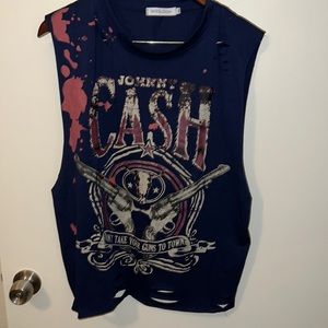 Misslook Johnny Cash Distressed Tank Top